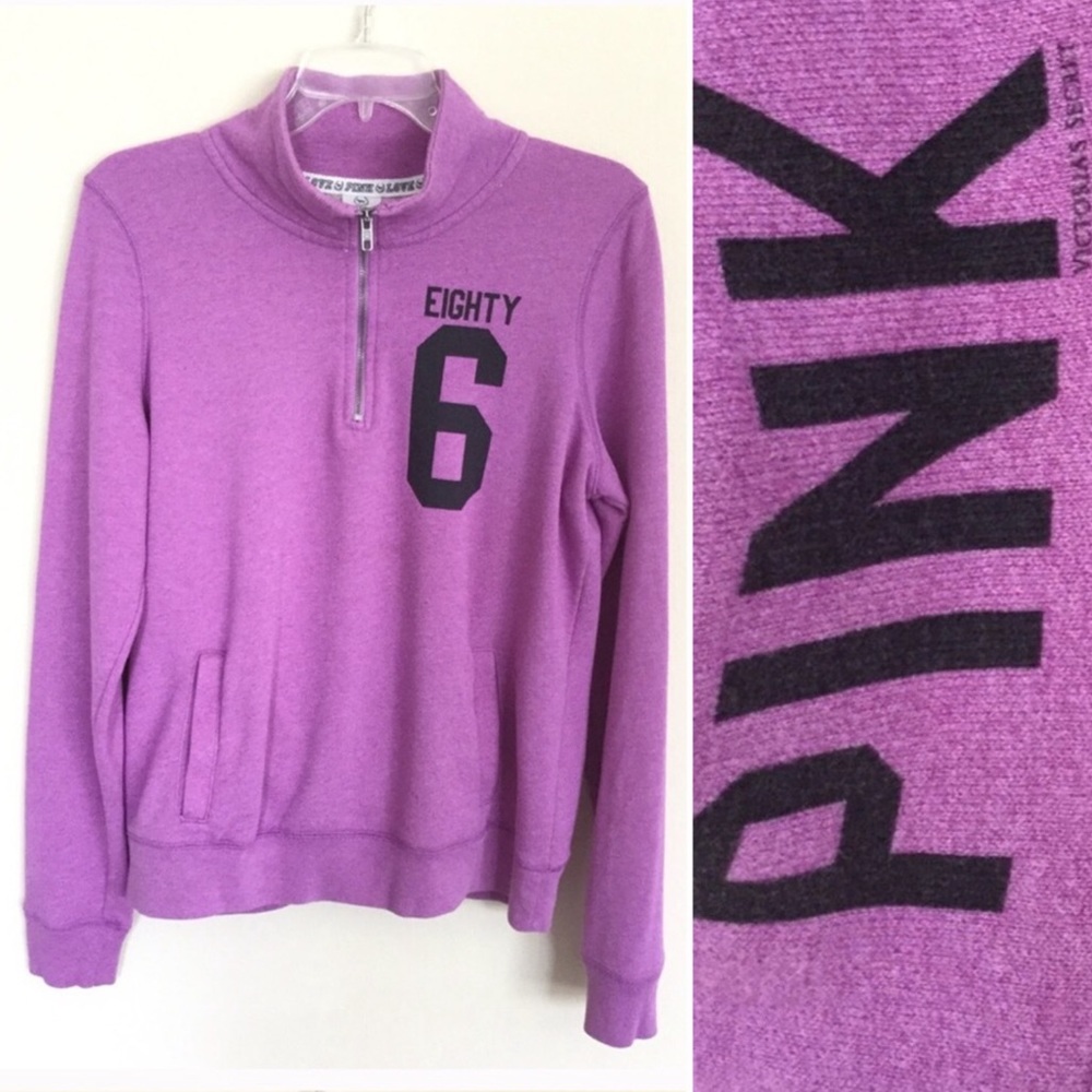 PINK Victoria’s Secret 1/4 Zip Pullover Sweatshirt Purple Medium